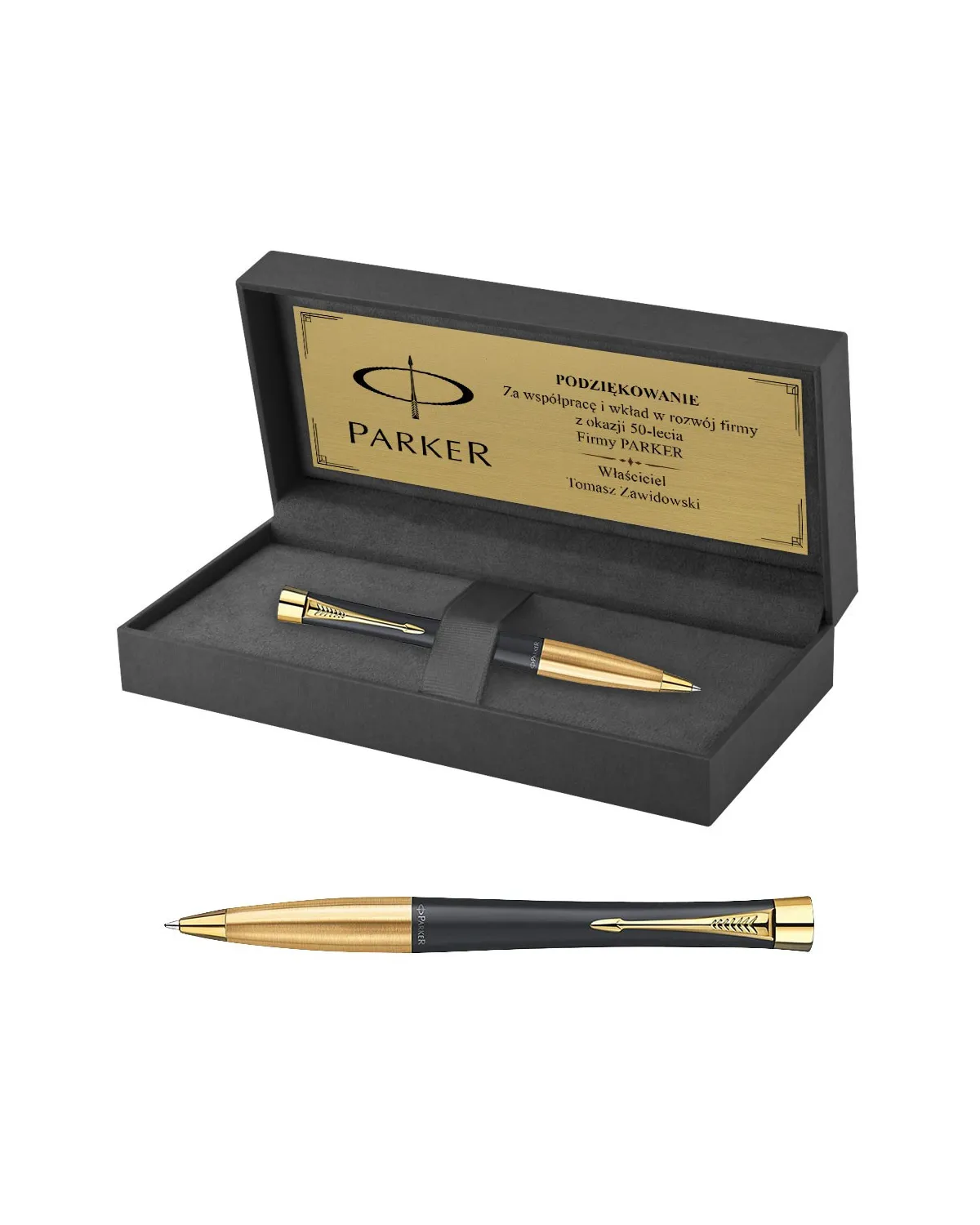 Długopis Parker Urban Czarny Matowy GT w Pudełku z Grawerem (2143640/18)
