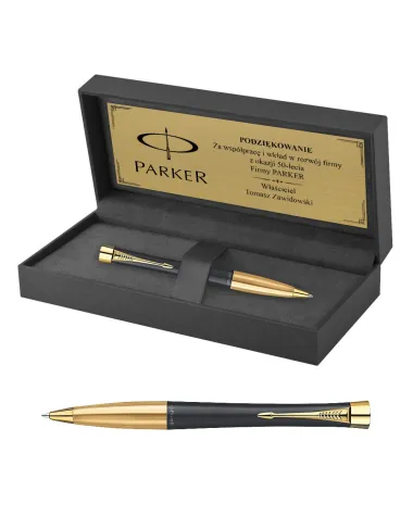Długopis Parker Urban Czarny Matowy GT w Pudełku z Grawerem (2143640/18)