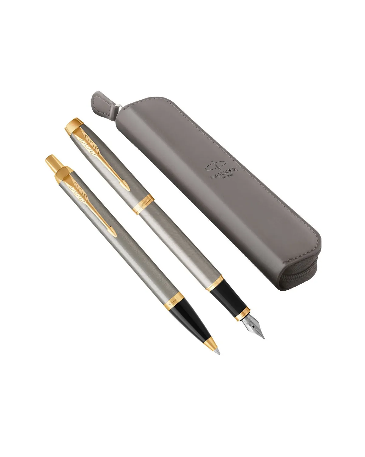 Zestaw Długopis i Pióro Parker IM Brushed Metal GT + Etui (1931670/17) Zestaw Długopis i Pióro Parker IM Brushed Metal GT + Etui (1931670/17)