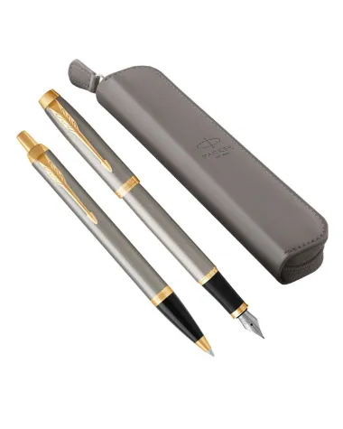 Zestaw Długopis i Pi&oacute;ro Parker IM Brushed Metal GT + Etui (1931670/17)