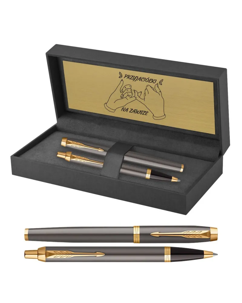 Zestaw Długopis Parker + Pióro IM Grey GT w Pudełku z Grawerem (2214613/3) Zestaw Długopis Parker + Pióro IM Grey GT w Pudełku z Grawerem (2214613/3)