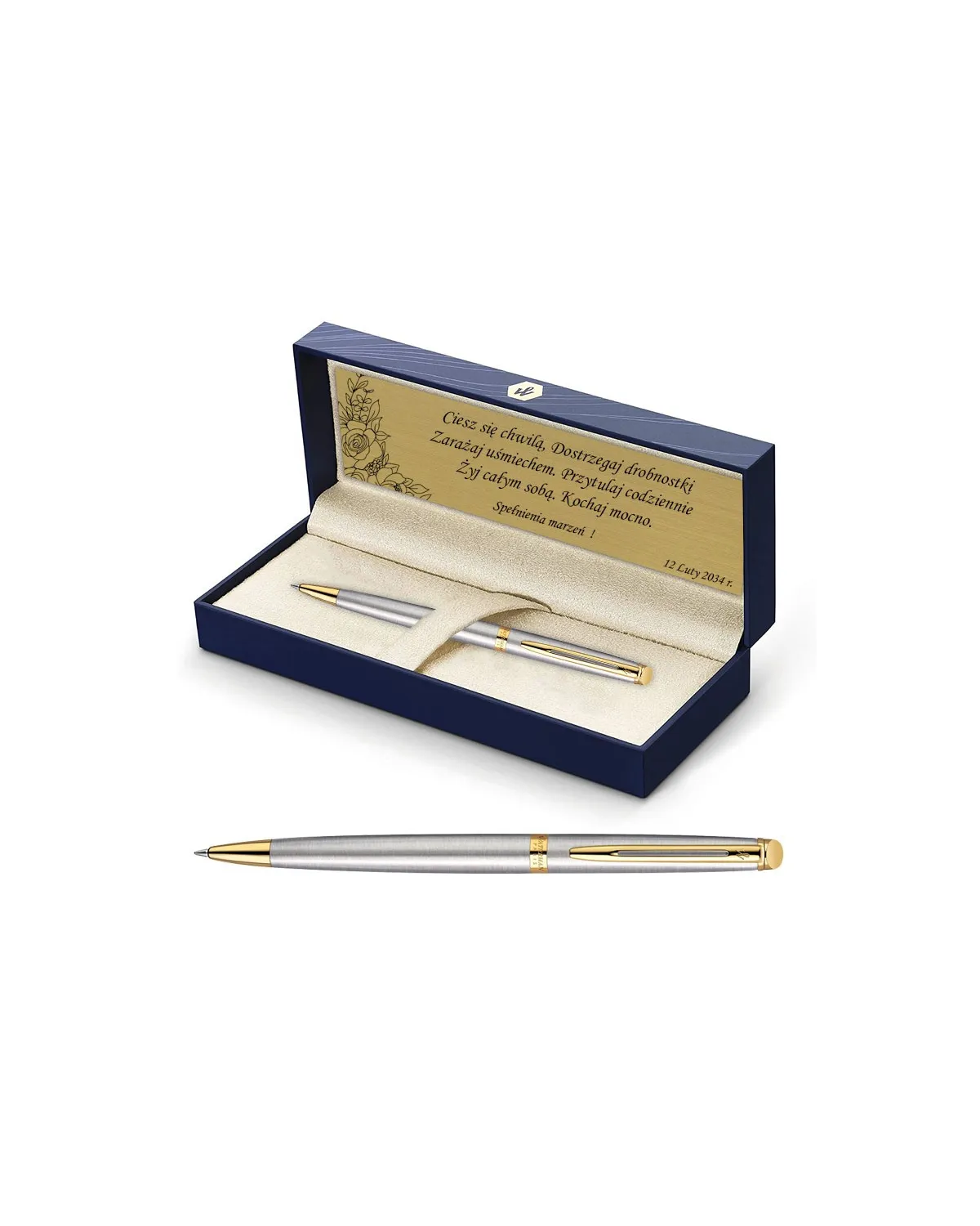 Zestaw Waterman Hemisphere stalowy GT z grawerem Zestaw Waterman Hemisphere stalowy GT z grawerem