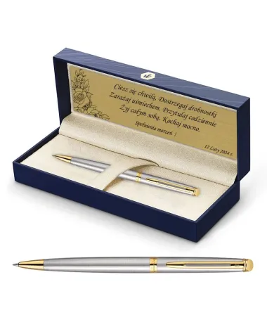 Zestaw Waterman Hemisphere stalowy GT z grawerem