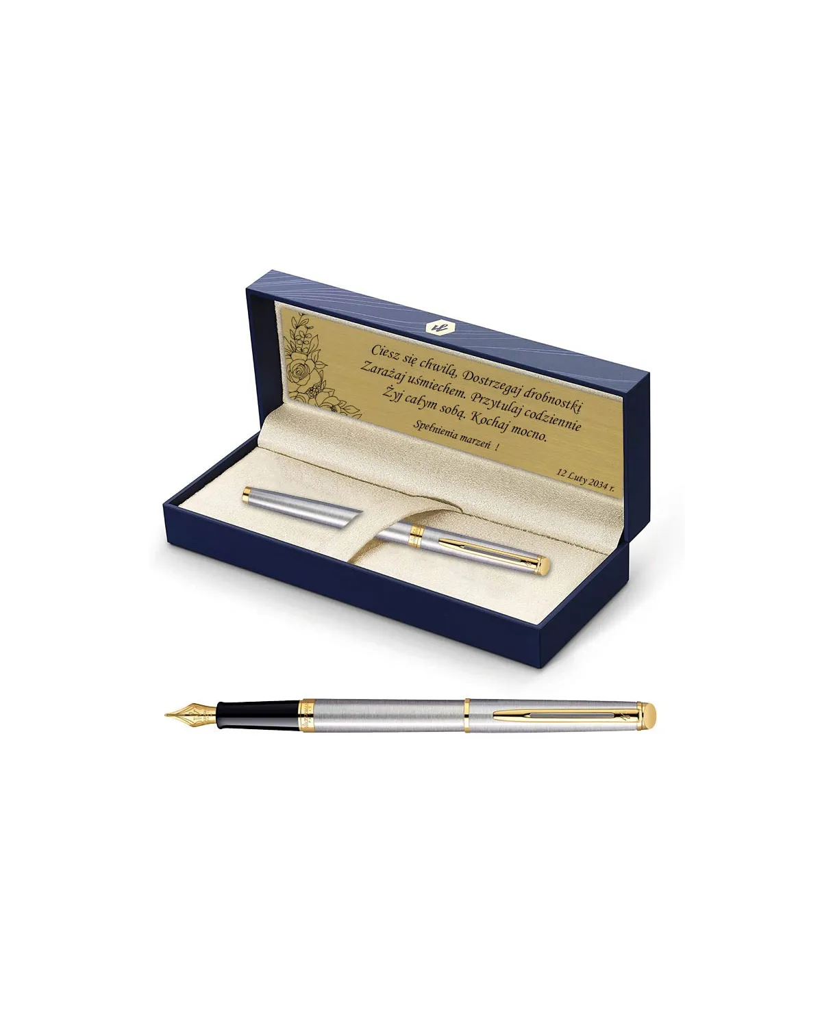 Zestaw Pi&oacute;ro Waterman Hemisphere stalowe GT z grawerem