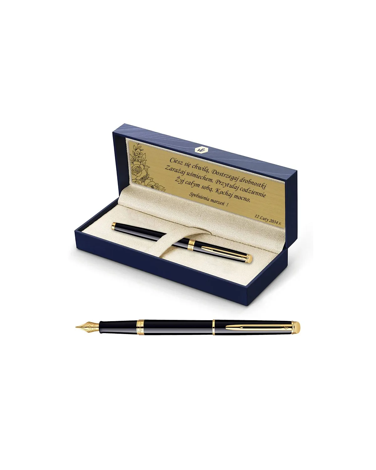 Zestaw Pióro Waterman Hemisphere czarne GT z grawerem Zestaw Pióro Waterman Hemisphere czarne GT z grawerem