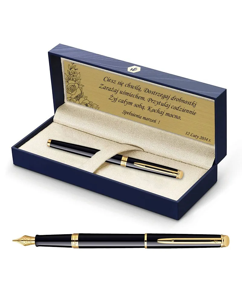 Zestaw Pióro Waterman Hemisphere czarne GT z grawerem Zestaw Pióro Waterman Hemisphere czarne GT z grawerem