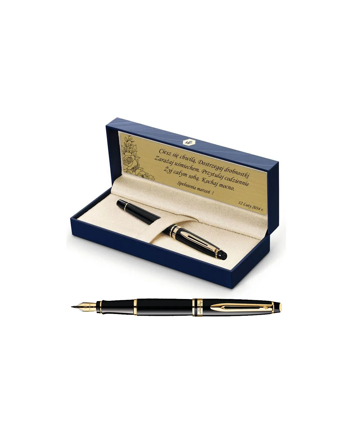 Zestaw Pióro Waterman Expert czarne GT z grawerem Zestaw Pióro Waterman Expert czarne GT z grawerem
