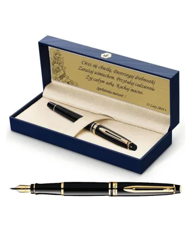 Zestaw Pi&oacute;ro Waterman Expert czarne GT z grawerem