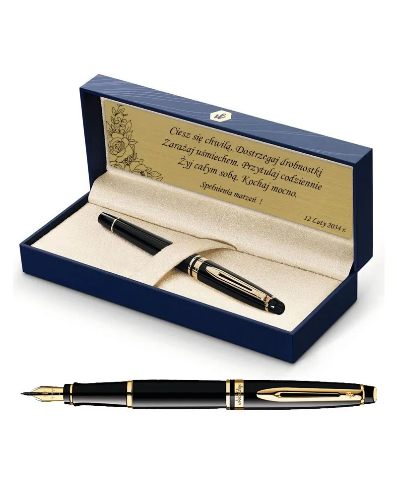 Zestaw Pióro Waterman Expert czarne GT z grawerem Zestaw Pióro Waterman Expert czarne GT z grawerem