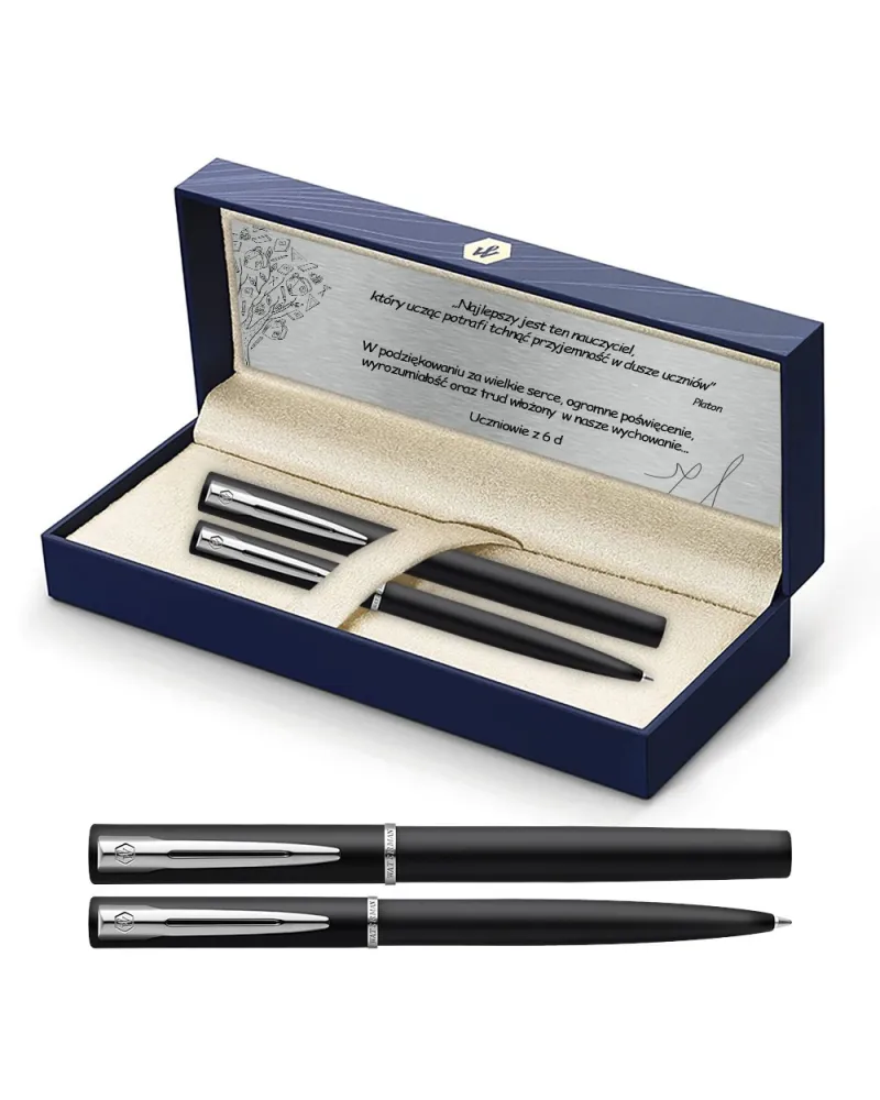 Długopis i Pióro Waterman Allure czarne matowe CT w Pudełku z Grawerem (2068192/2) Długopis i Pióro Waterman Allure czarne matowe CT w Pudełku z Grawerem (2068192/2)