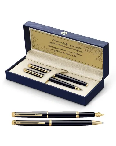 Długopis i Pi&oacute;ro Waterman Hemisphere czarny GT w Pudełku z Grawerem (S0920670/4)