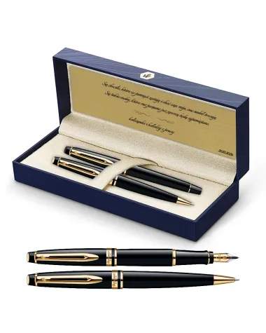 Długopis i Pi&oacute;ro Waterman Expert czarny GT w Pudełku z Grawerem (S0951700/3)
