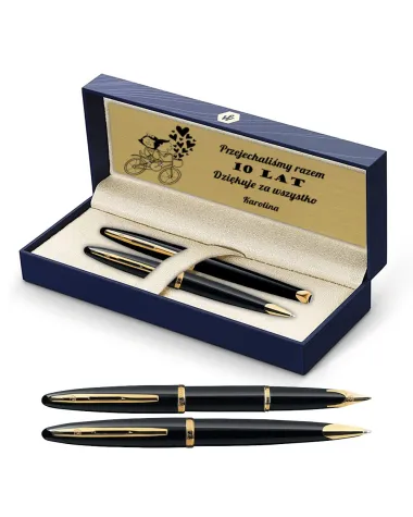 Długopis i Pi&oacute;ro Waterman Carene Contemporary czarny GT w Pudełku z Grawerem (S0700380/2)