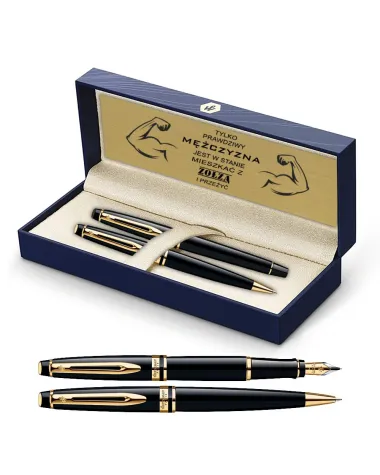 Długopis i Pi&oacute;ro Waterman Expert czarny GT w Pudełku z Grawerem (S0951700/9)