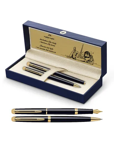 Długopis i Pi&oacute;ro Waterman Hemisphere czarny GT w Pudełku z Grawerem (S0920670/10)