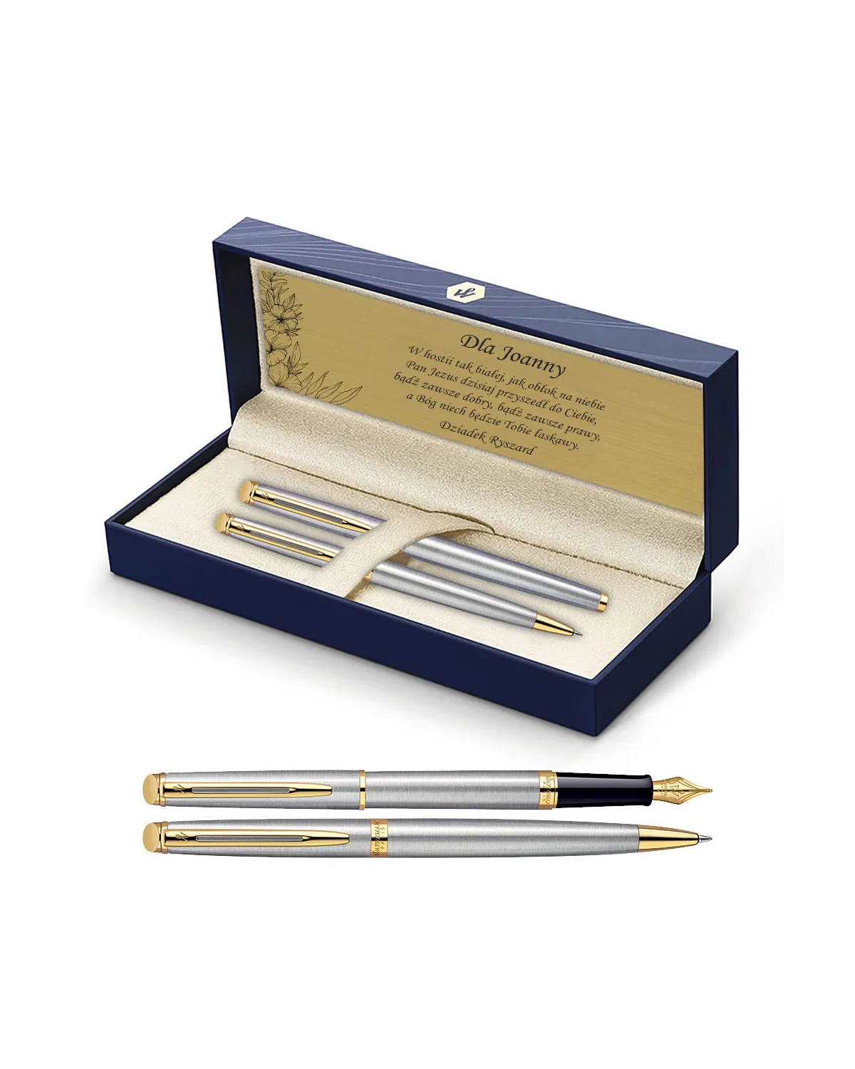 Długopis i Pióro Waterman Hemisphere stalowy GT w Pudełku z Grawerem (S0920370/14) Długopis i Pióro Waterman Hemisphere stalowy GT w Pudełku z Grawerem (S0920370/14)