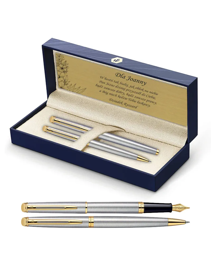 Długopis i Pióro Waterman Hemisphere stalowy GT w Pudełku z Grawerem (S0920370/14) Długopis i Pióro Waterman Hemisphere stalowy GT w Pudełku z Grawerem (S0920370/14)