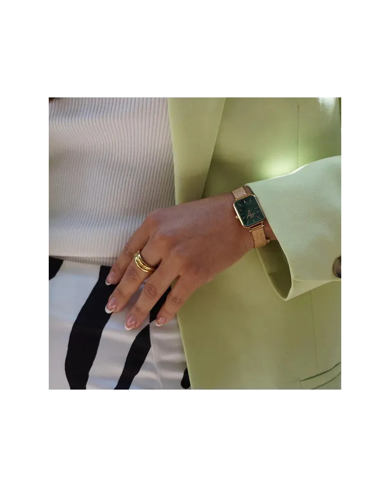 ZEGAREK DAMSKI DANIEL WELLINGTON Quadro Pressed Evergold Emerald 20mm DW00100561+ BOX (zw505m)