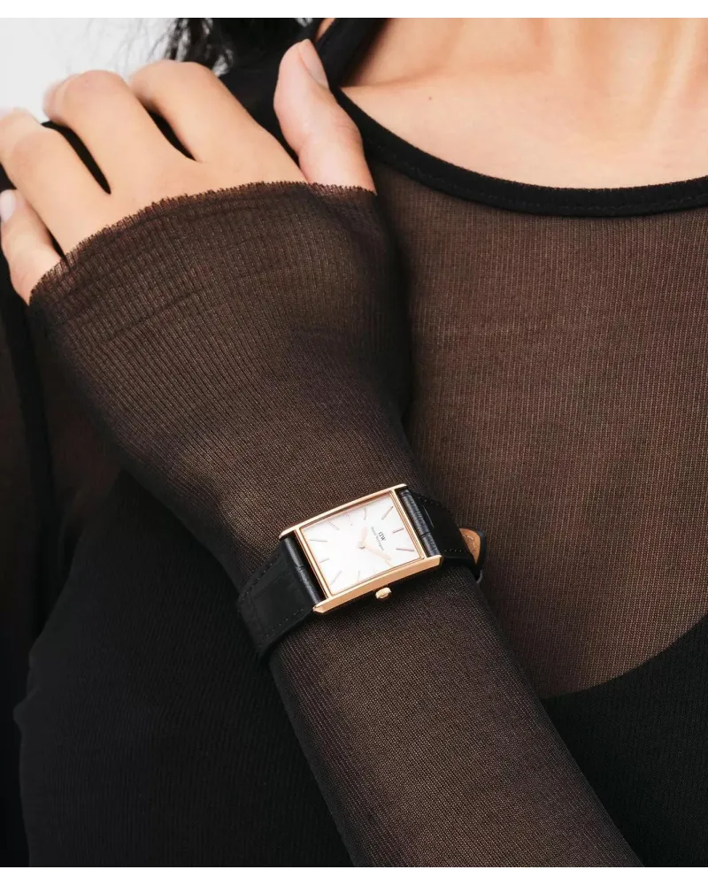 ZEGAREK DAMSKI DANIEL WELLINGTON Bound Black Crocodile Rose Gold 24mm DW00100698 + BOX ZEGAREK DAMSKI DANIEL WELLINGTON Bound Black Crocodile Rose Gold 24mm DW00100698 + BOX