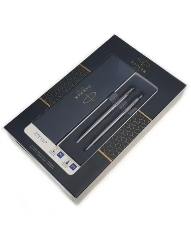 Zestaw upominkowy Duo Pi&oacute;ro+Długopis Jotter stalowy CT (2093258)