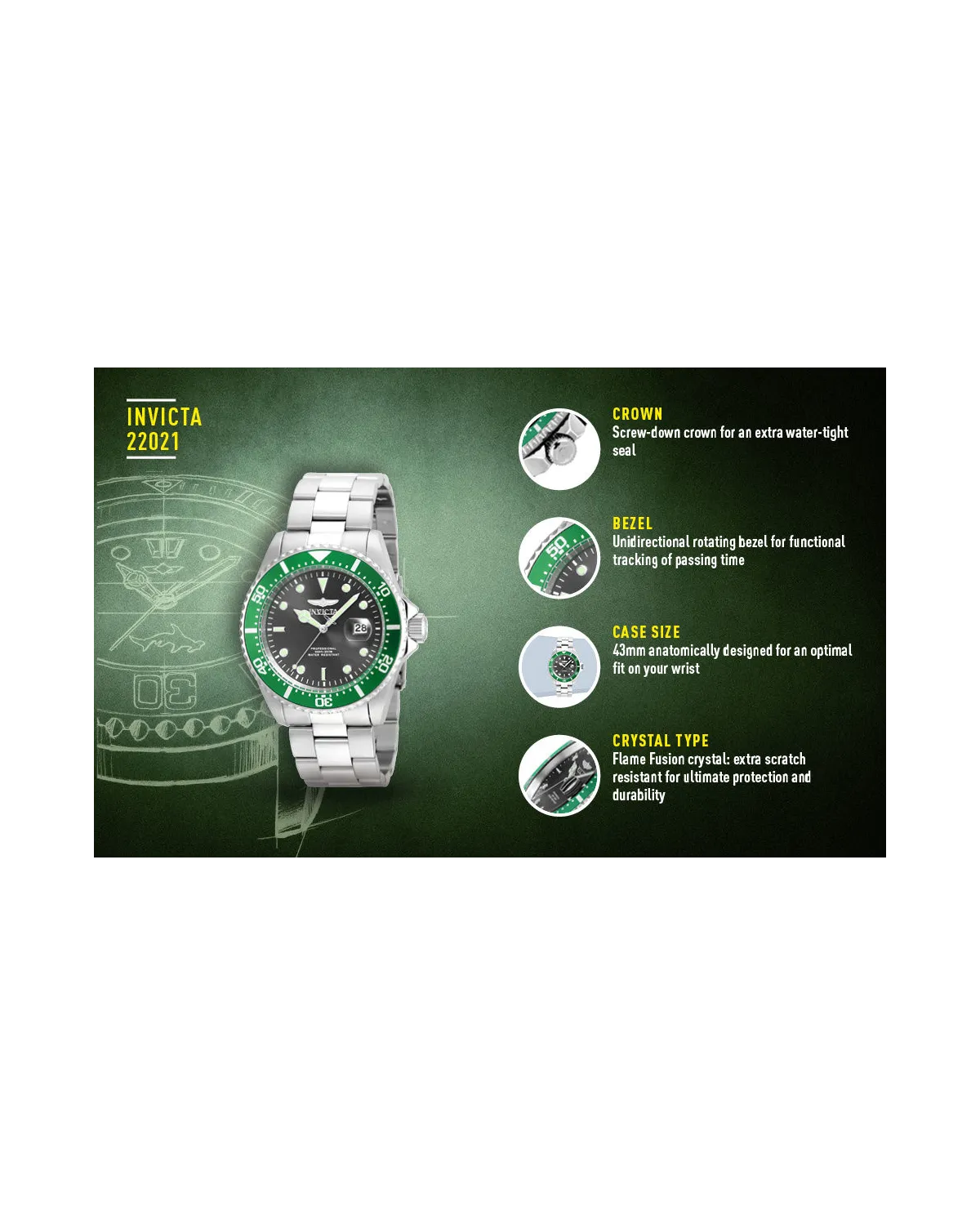 ZEGAREK MĘSKI INVICTA PRO DIVER 22021 - WODOSZCZLNOŚĆ 200m, koperta 43mm ZEGAREK MĘSKI INVICTA PRO DIVER 22021 - WODOSZCZLNOŚĆ 200m, koperta 43mm