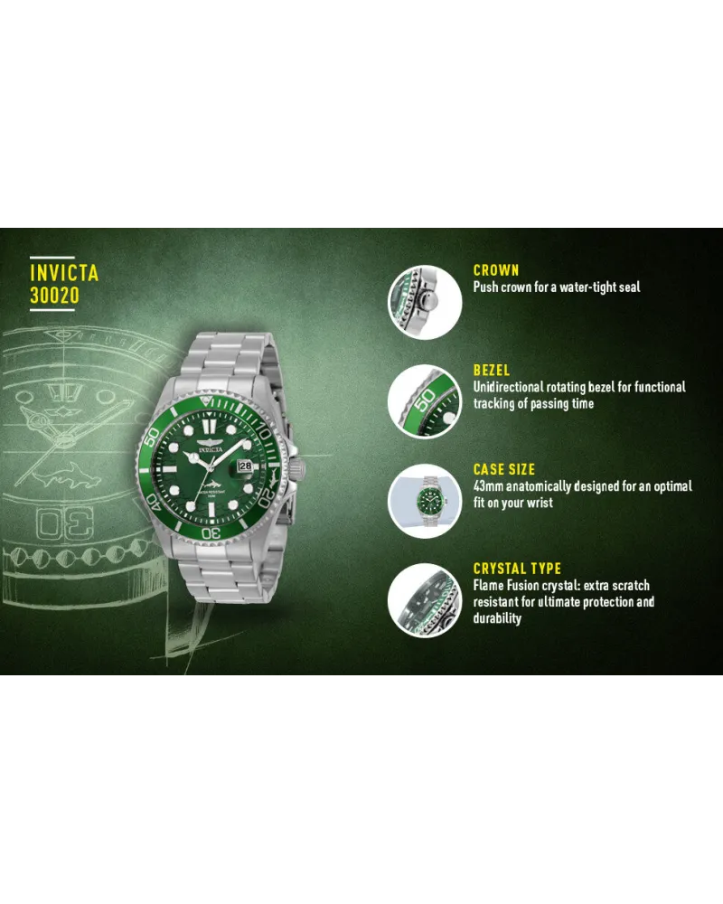 ZEGAREK MĘSKI INVICTA PRO DIVER 30020 - WR100 + BOX