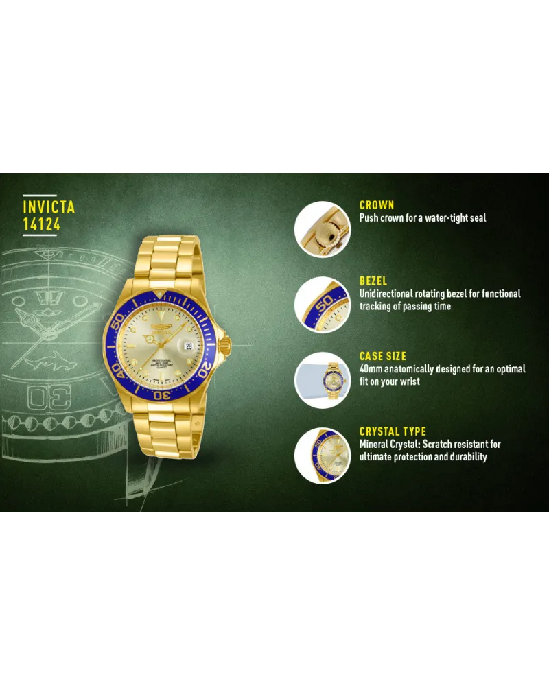 ZEGAREK MĘSKI INVICTA PRO DIVER 14124 - WR200, koperta 40mm (zv009a) ZEGAREK MĘSKI INVICTA PRO DIVER 14124 - WR200, koperta 40mm (zv009a)