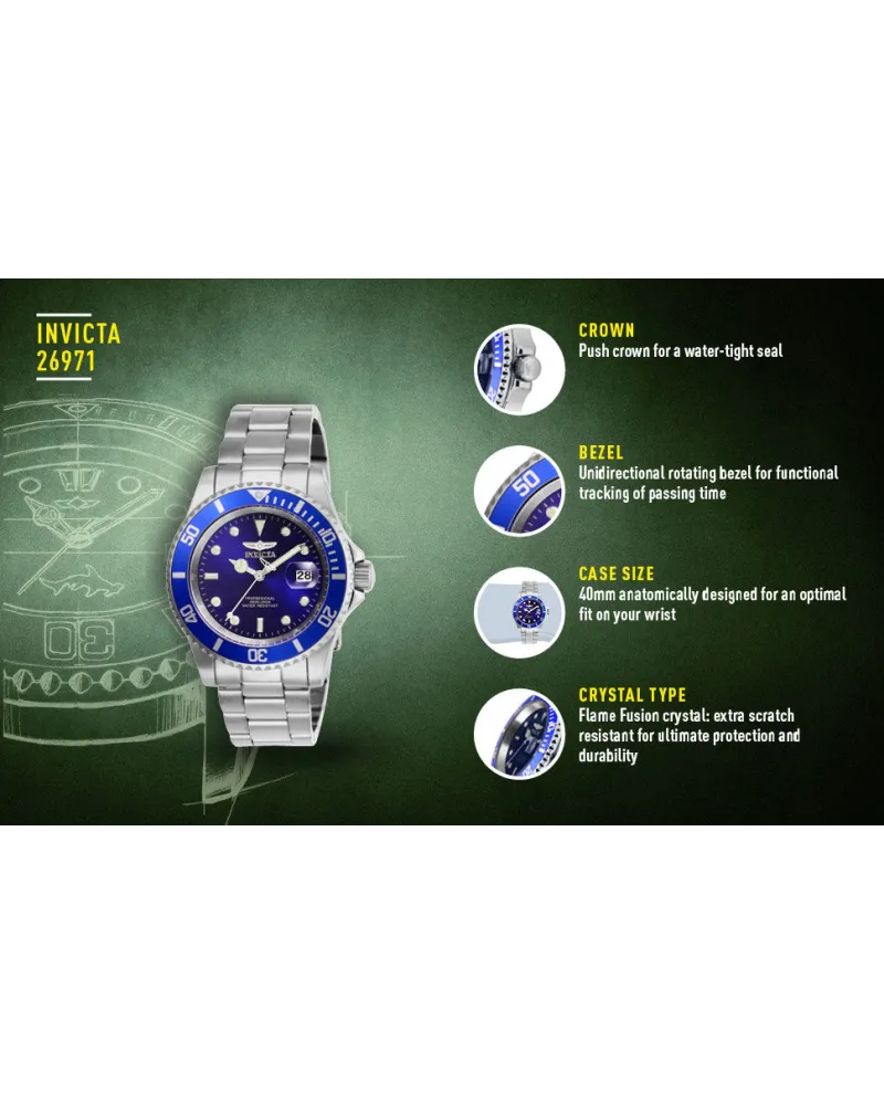 ZEGAREK MĘSKI INVICTA PRO DIVER 26971 - WODOSZCZELNOŚĆ 200m, koperta 40mm ZEGAREK MĘSKI INVICTA PRO DIVER 26971 - WODOSZCZELNOŚĆ 200m, koperta 40mm