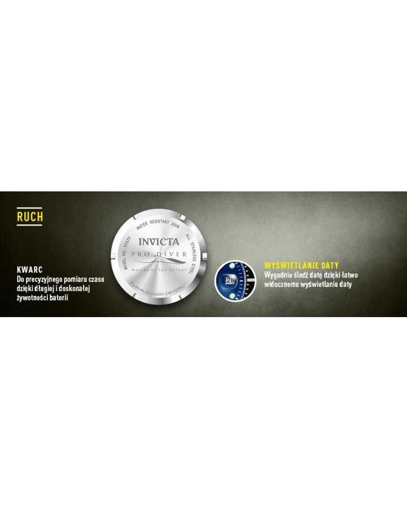 ZEGAREK MĘSKI INVICTA PRO DIVER 26971 - WODOSZCZELNOŚĆ 200m, koperta 40mm ZEGAREK MĘSKI INVICTA PRO DIVER 26971 - WODOSZCZELNOŚĆ 200m, koperta 40mm