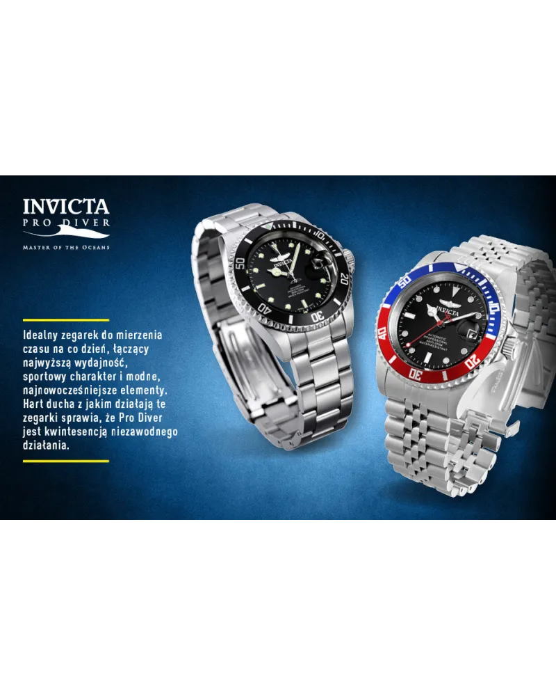 ZEGAREK MĘSKI INVICTA PRO DIVER 26971 - WODOSZCZELNOŚĆ 200m, koperta 40mm ZEGAREK MĘSKI INVICTA PRO DIVER 26971 - WODOSZCZELNOŚĆ 200m, koperta 40mm