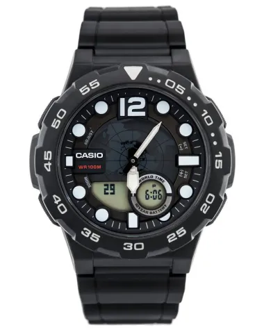 ZEGAREK MĘSKI CASIO AEQ-100W 1AV (zd070a) - WORLD TIME + BOX