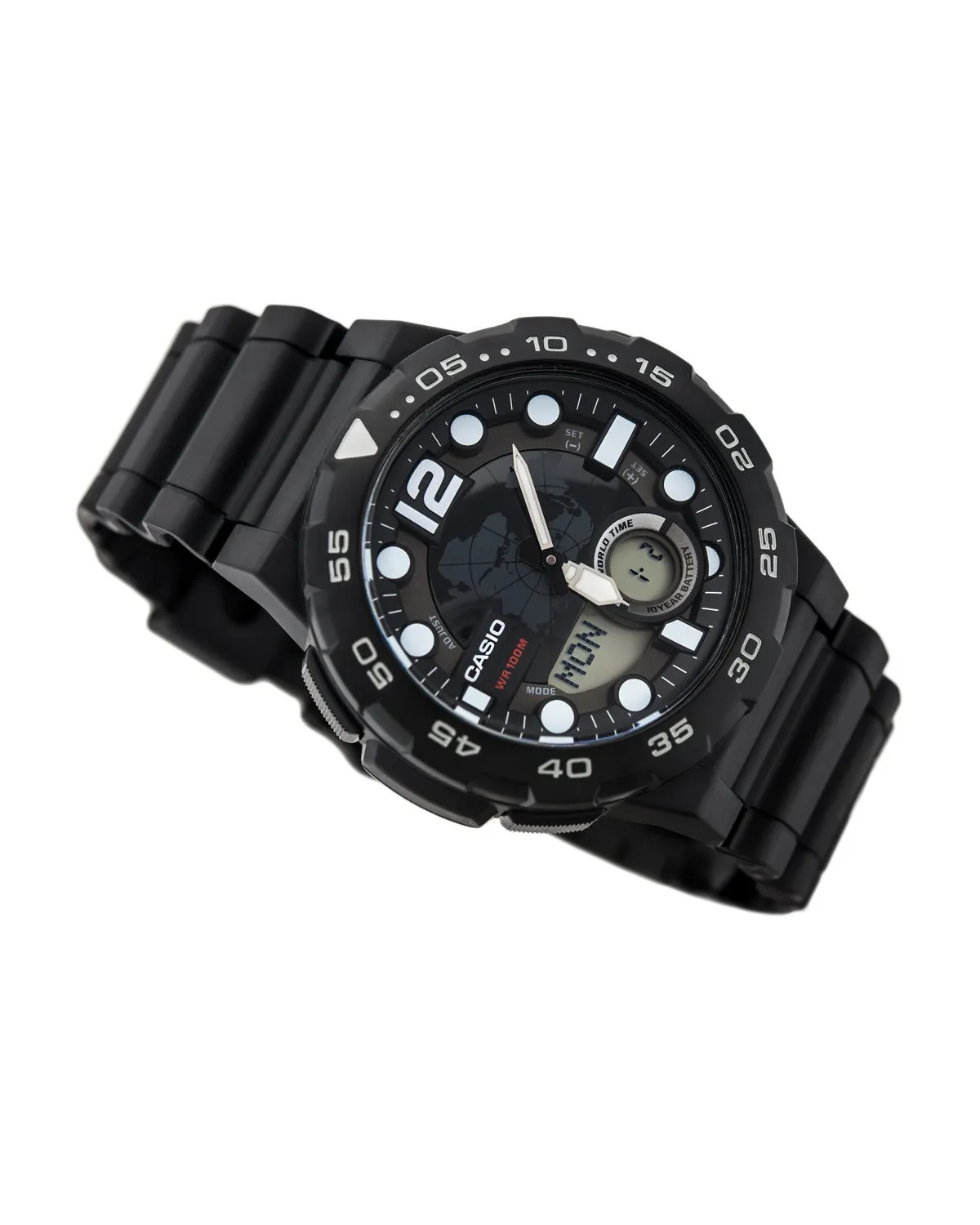 ZEGAREK MĘSKI CASIO AEQ-100W 1AV (zd070a) - WORLD TIME + BOX