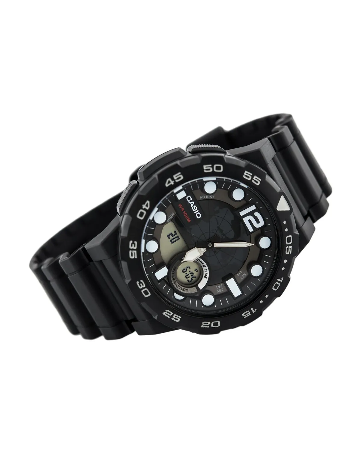 ZEGAREK MĘSKI CASIO AEQ-100W 1AV (zd070a) - WORLD TIME + BOX