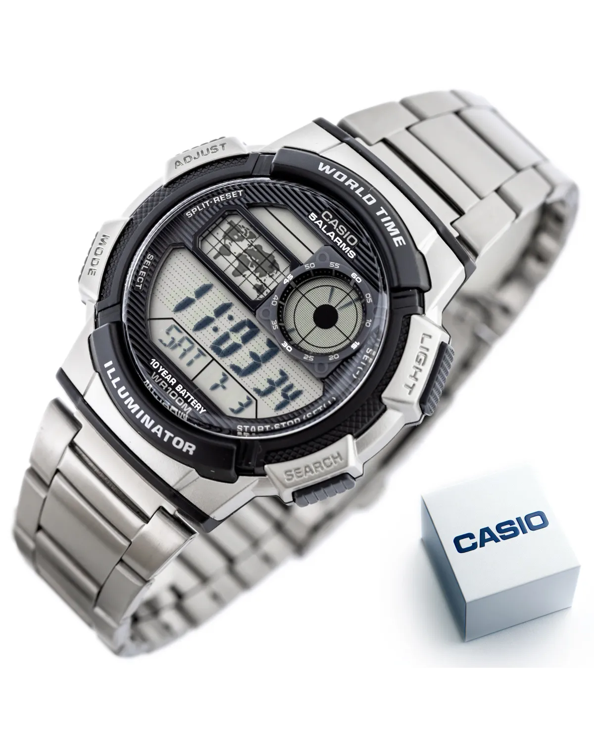 ZEGAREK MĘSKI CASIO AE-1000WD 1A (zd073h) - WORLD TIME + BOX