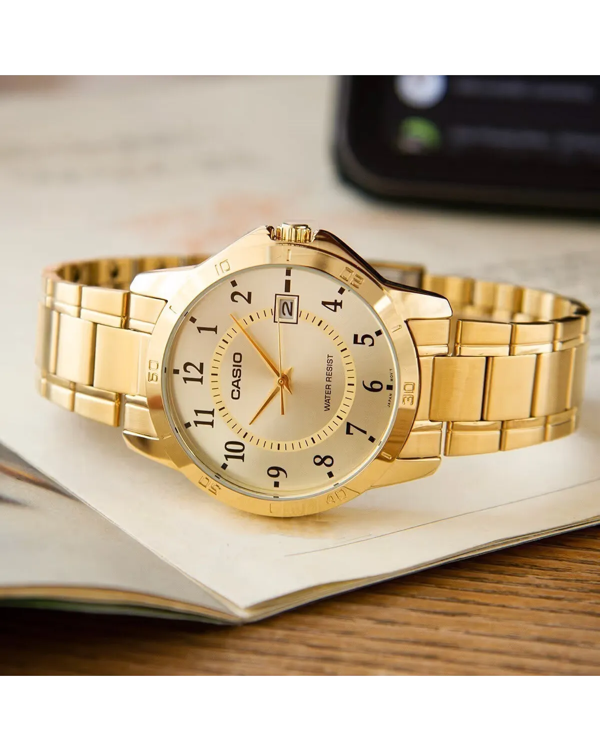 ZŁOTY ZEGAREK MĘSKI CASIO MTP-V004G-9B (zd047a) + BOX ZŁOTY ZEGAREK MĘSKI CASIO MTP-V004G-9B (zd047a) + BOX