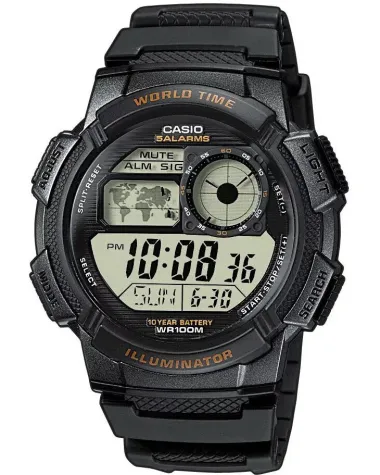 ZEGAREK MĘSKI CASIO AE-1000W-1AV - WORLD TIME + BOX