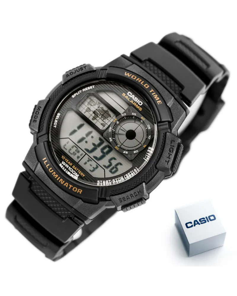 ZEGAREK MĘSKI CASIO AE-1000W-1AV - WORLD TIME + BOX ZEGAREK MĘSKI CASIO AE-1000W-1AV - WORLD TIME + BOX