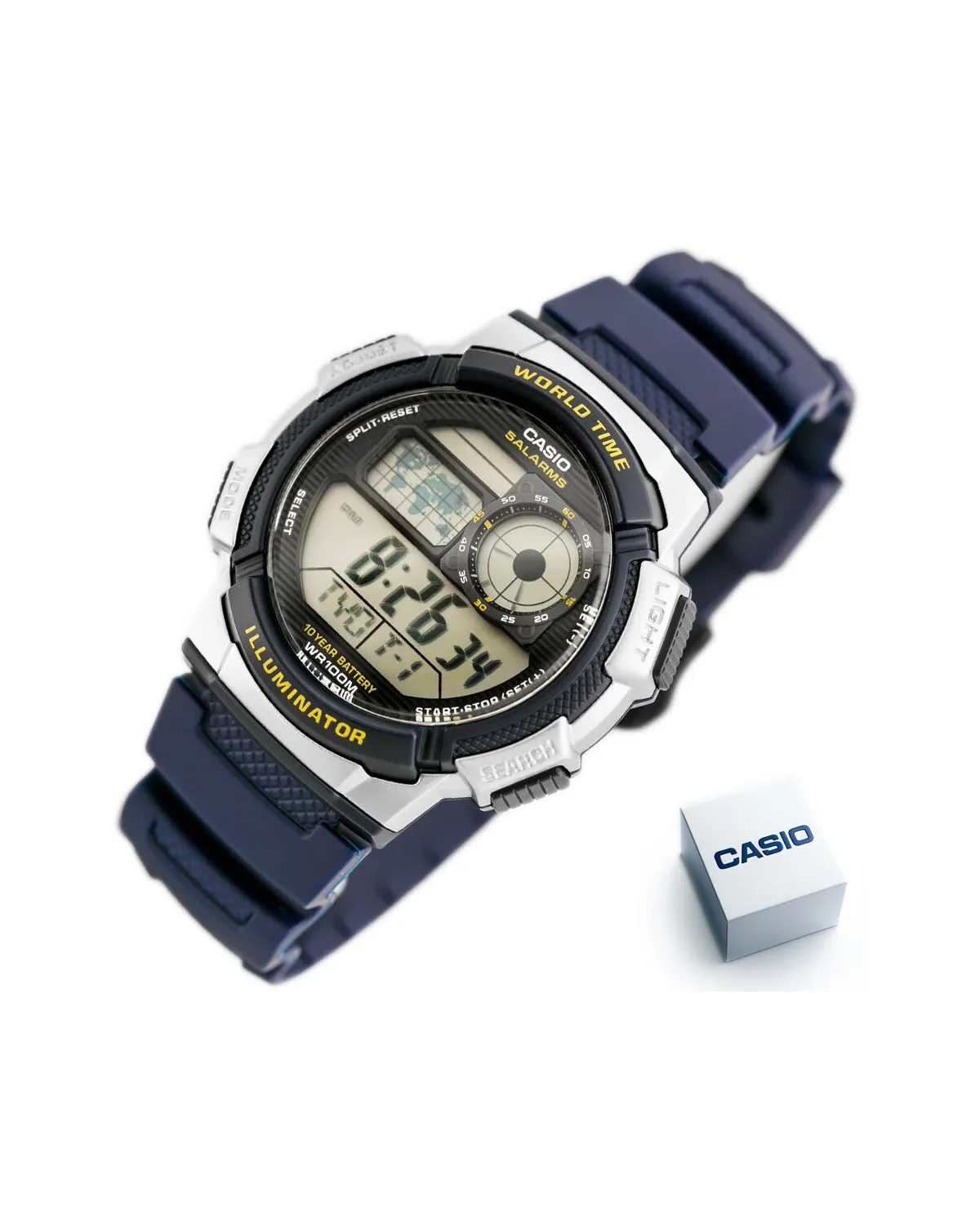ZEGAREK MĘSKI CASIO AE-1000W 2AV (zd073e) - WORLD TIME + BOX ZEGAREK MĘSKI CASIO AE-1000W 2AV (zd073e) - WORLD TIME + BOX