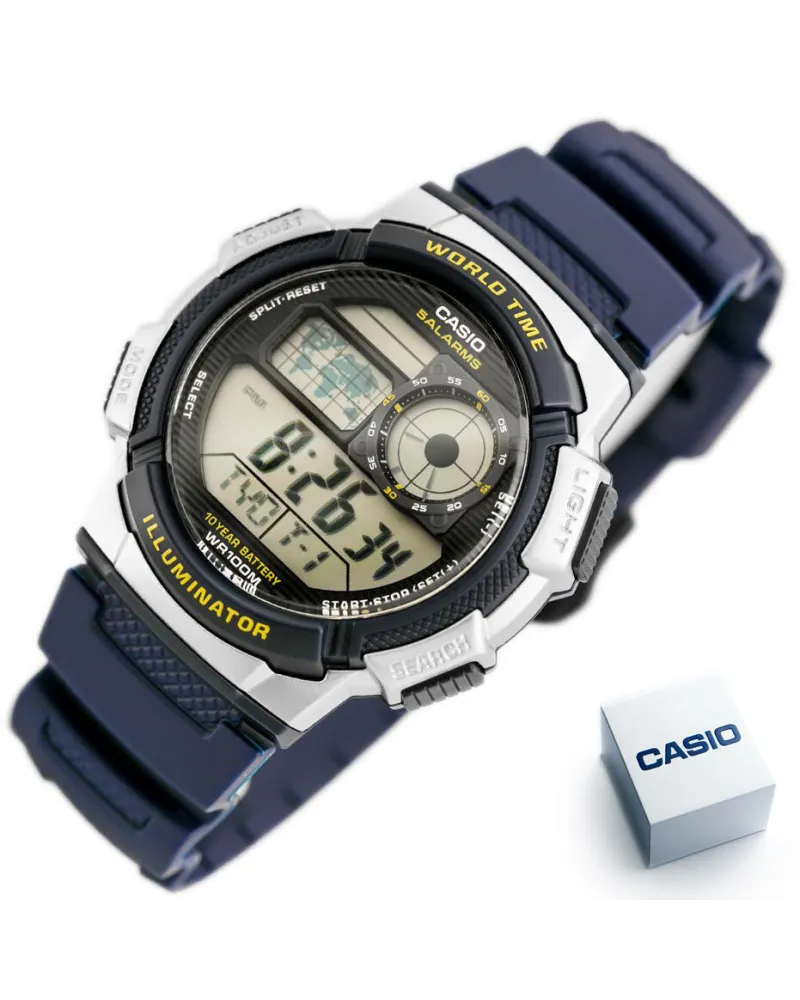 ZEGAREK MĘSKI CASIO AE-1000W 2AV (zd073e) - WORLD TIME + BOX ZEGAREK MĘSKI CASIO AE-1000W 2AV (zd073e) - WORLD TIME + BOX