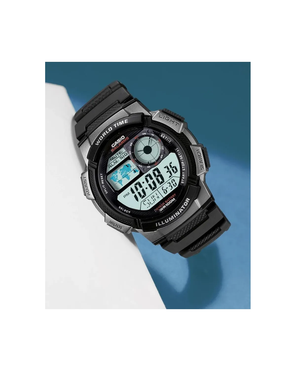 ZEGAREK MĘSKI CASIO AE-1000W 1BVDF (zd073g) - WORLD TIME + BOX