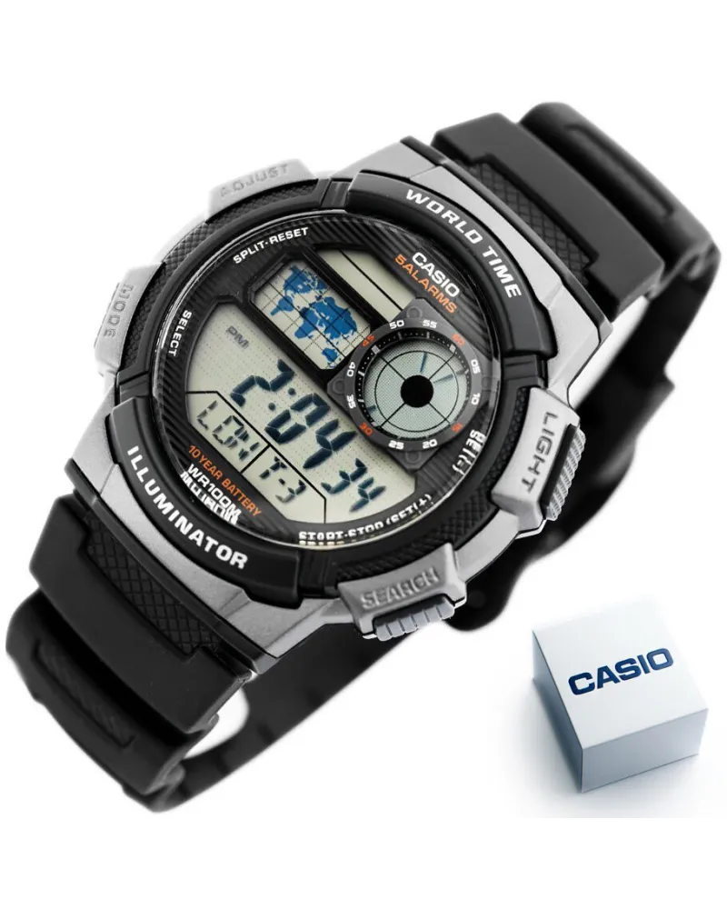 ZEGAREK MĘSKI CASIO AE-1000W 1BVDF (zd073g) - WORLD TIME + BOX