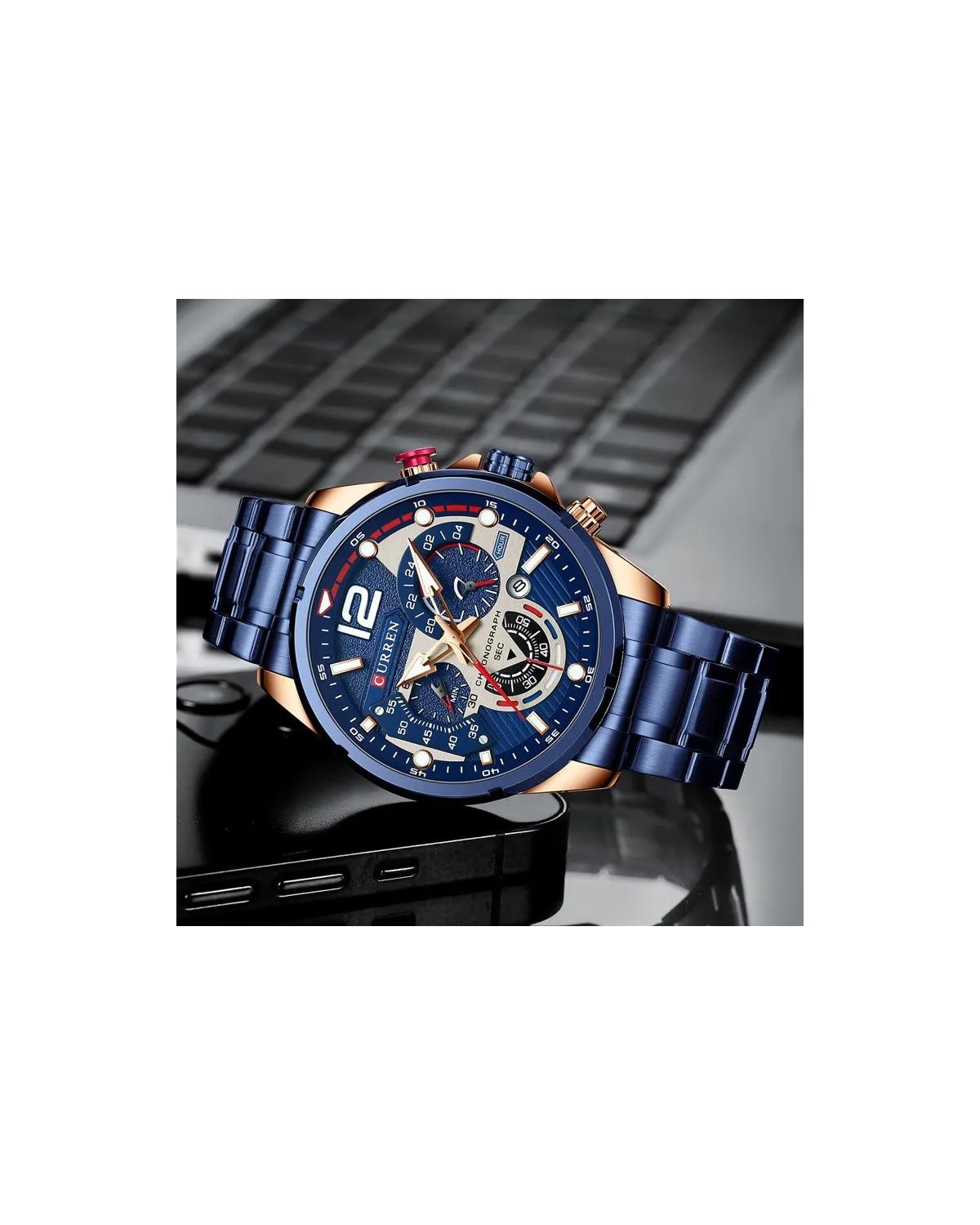 ZEGAREK MĘSKI CURREN 8395 (zc019e) - CHRONOGRAF