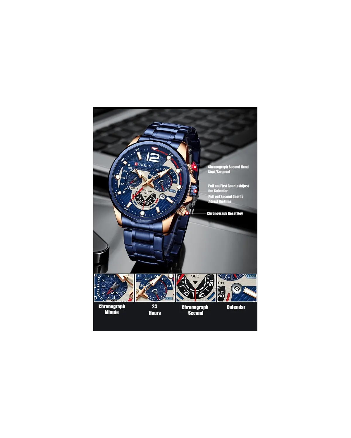 ZEGAREK MĘSKI CURREN 8395 (zc019e) - CHRONOGRAF