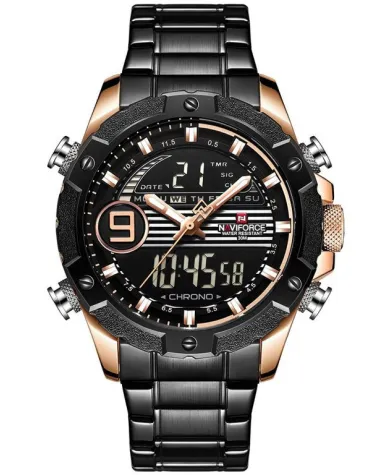 ZEGAREK MĘSKI NAVIFORCE - NF9146S (zn089c) - black/rosegold + BOX