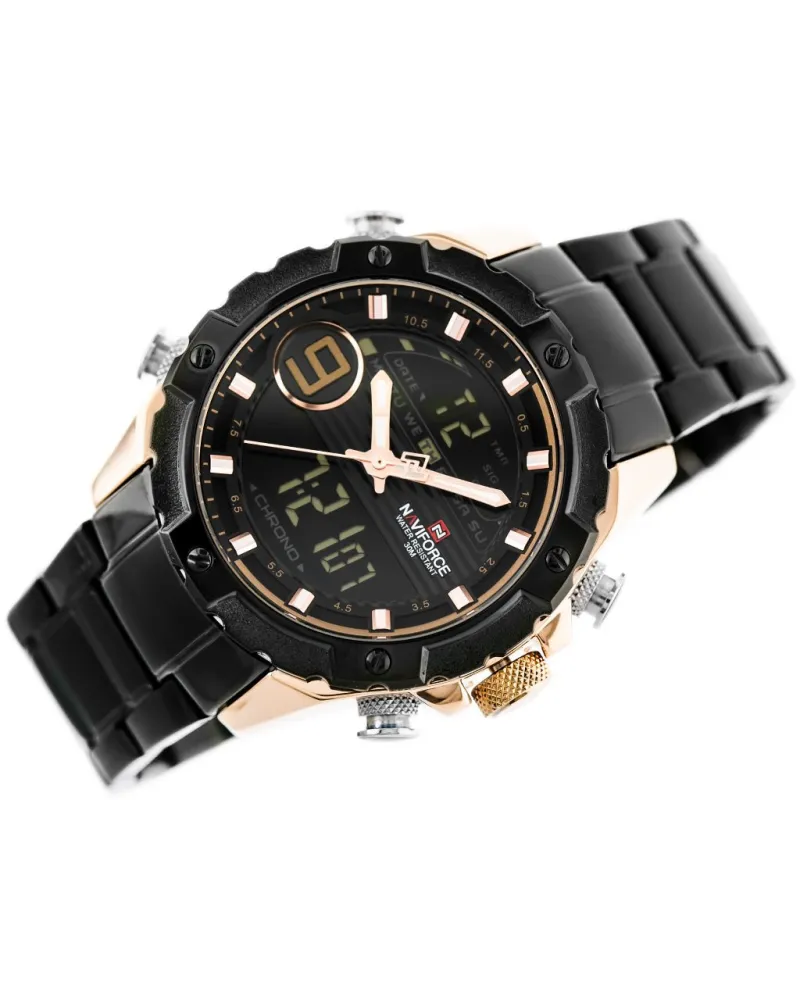 ZEGAREK MĘSKI NAVIFORCE - NF9146S (zn089c) - black/rosegold + BOX ZEGAREK MĘSKI NAVIFORCE - NF9146S (zn089c) - black/rosegold + BOX