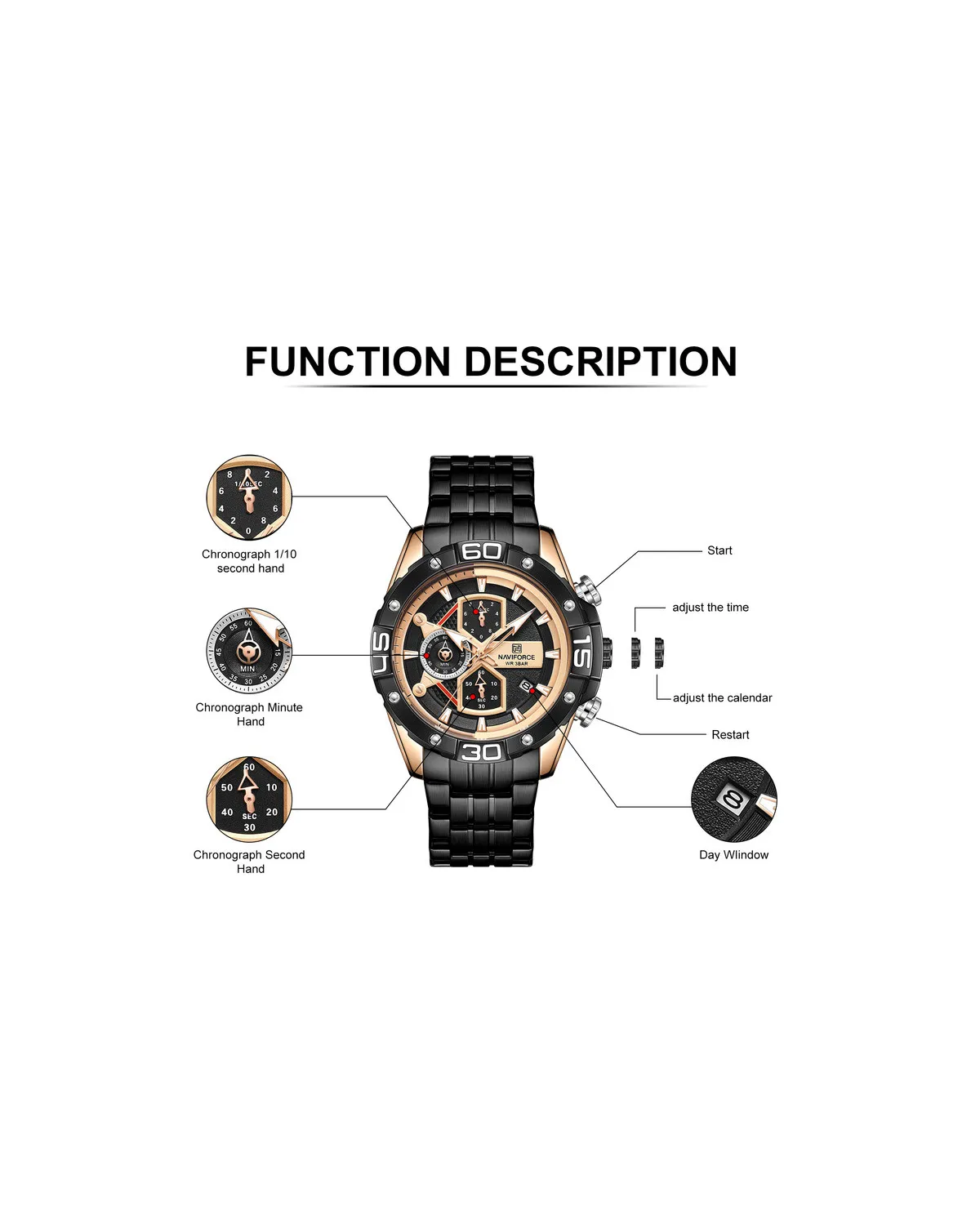 ZEGAREK MĘSKI NAVIFORCE NF8018 - CHRONOGRAF (zn122c) + BOX ZEGAREK MĘSKI NAVIFORCE NF8018 - CHRONOGRAF (zn122c) + BOX