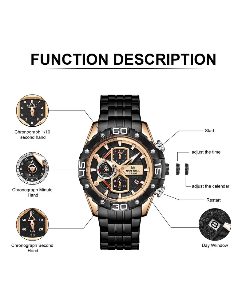 ZEGAREK MĘSKI NAVIFORCE NF8018 - CHRONOGRAF (zn122c) + BOX ZEGAREK MĘSKI NAVIFORCE NF8018 - CHRONOGRAF (zn122c) + BOX