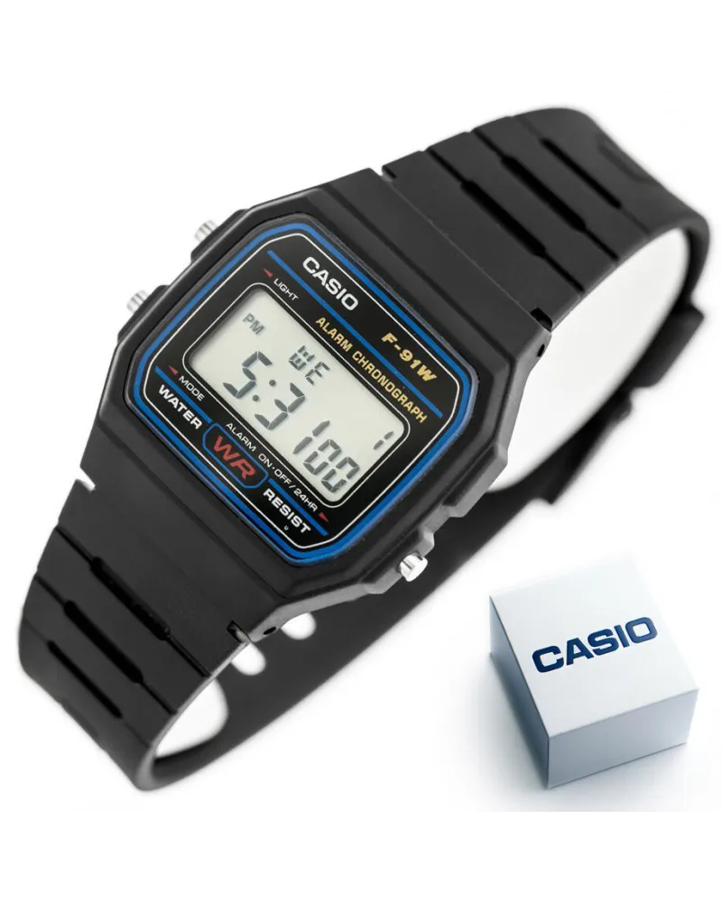 ZEGAREK MĘSKI CASIO F-91W-1YER (zd086a) - KLASYKA + BOX