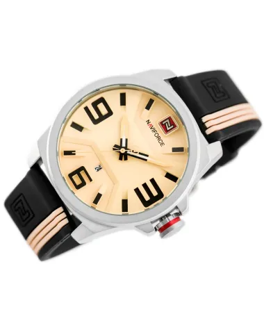 ZEGAREK MĘSKI NAVIFORCE - NF9098 (zn045a) - beige/black