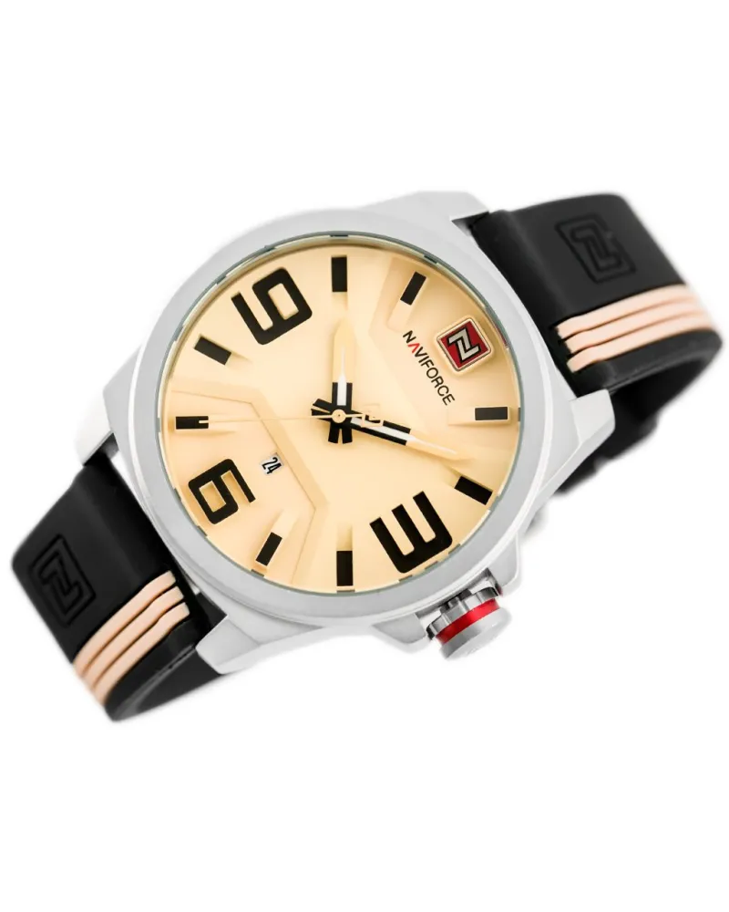 ZEGAREK MĘSKI NAVIFORCE - NF9098 (zn045a) - beige/black